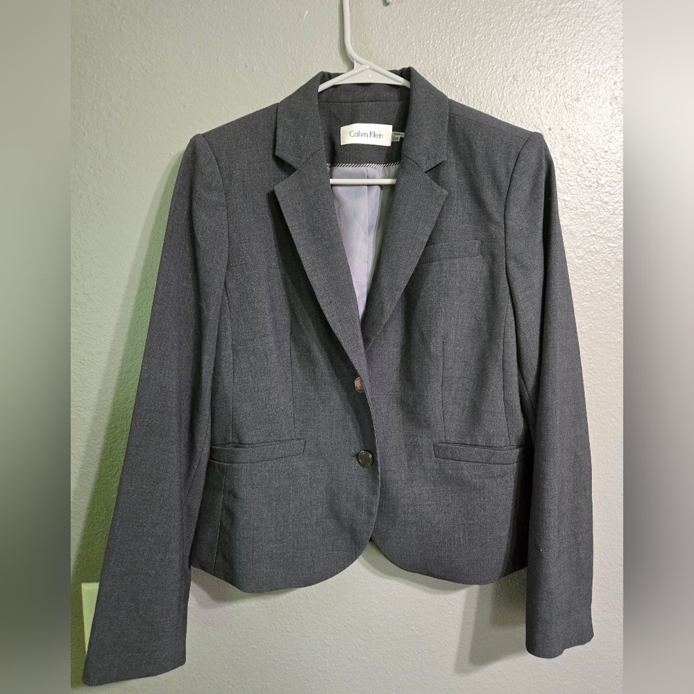 Calvin Klein Grey Blazer Classic Fit Size 12P